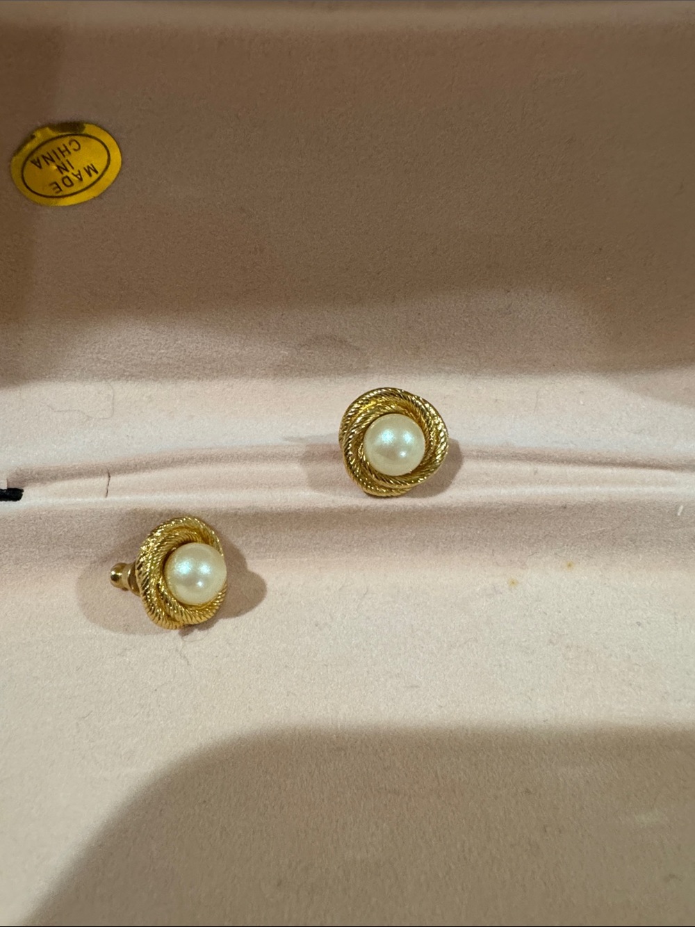 Gold-Tone Pearl Button Earrings - Classic White Pearl Studs